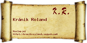 Kránik Roland névjegykártya