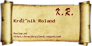 Kránik Roland névjegykártya